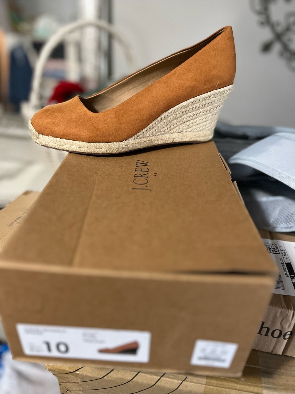 J. Crew Tan Suede Espadrille Wedge